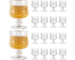 Set van 18 transparante shotglazen van loodvrij glas, 45 ml, vintage stijl voor tequila, brandy en sherry, perfect voor feesten en evenementen