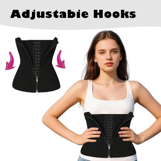 Ondersteunende Onderbust Corset voor Vrouwen, Zweetband Shapewear, Verstelbare Taille Cincher voor Gewichtsverlies en Lichaamsvorming (Zwart) — afbeelding 4