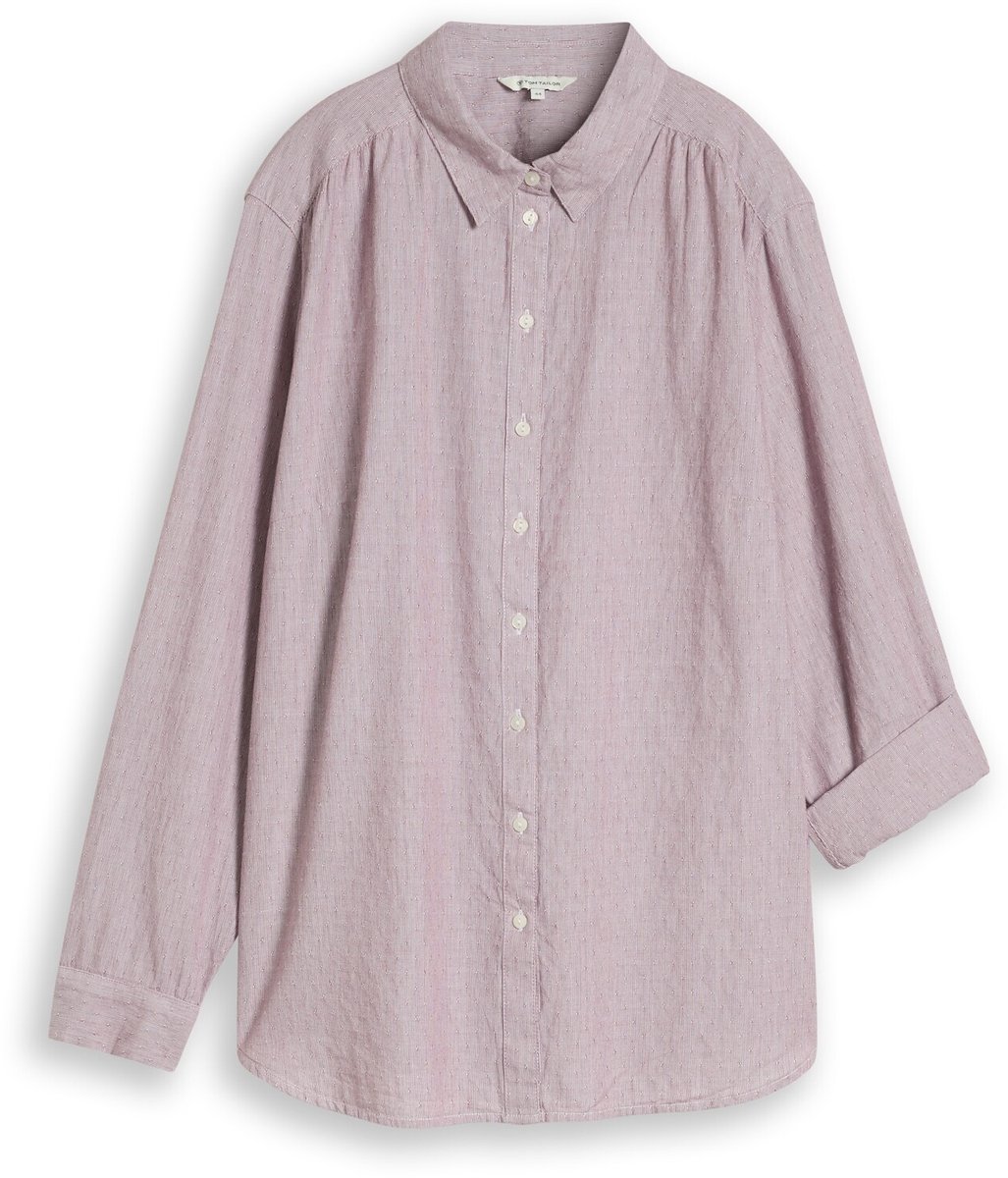 Tom Tailor - Plus Size - overhemdblouse met omgeslagen boorden - Maat 54 - preppy plum dobby