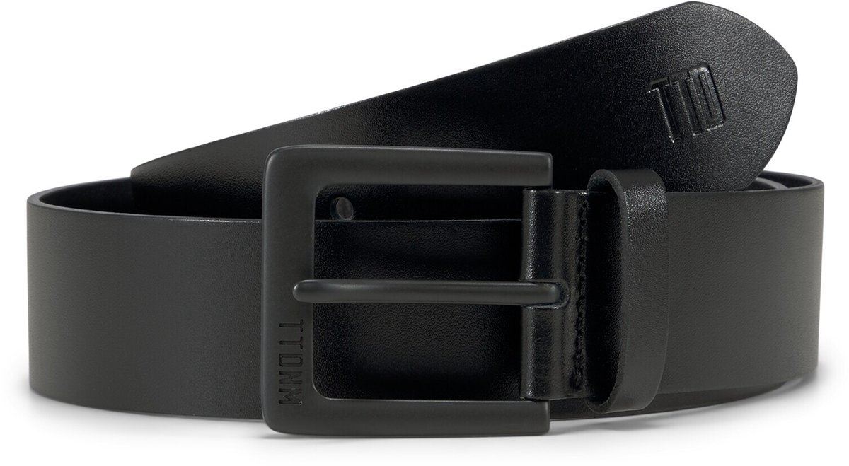 Tom Tailor Denim - TTSAM leren riem met vierkante gesp - Maat 95 - black uni