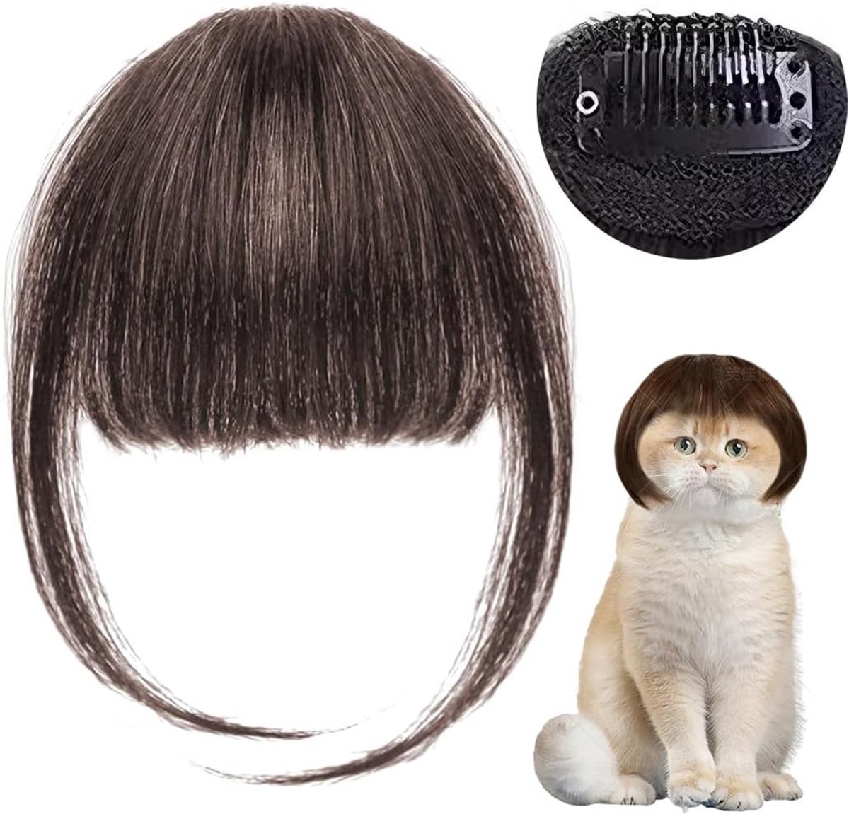 Grappige pony voor honden en katten, donkerbruin, 13 cm, leuk kostuumaccessoire voor feest en foto's, ideaal voor sociale media en dierenliefhebbers