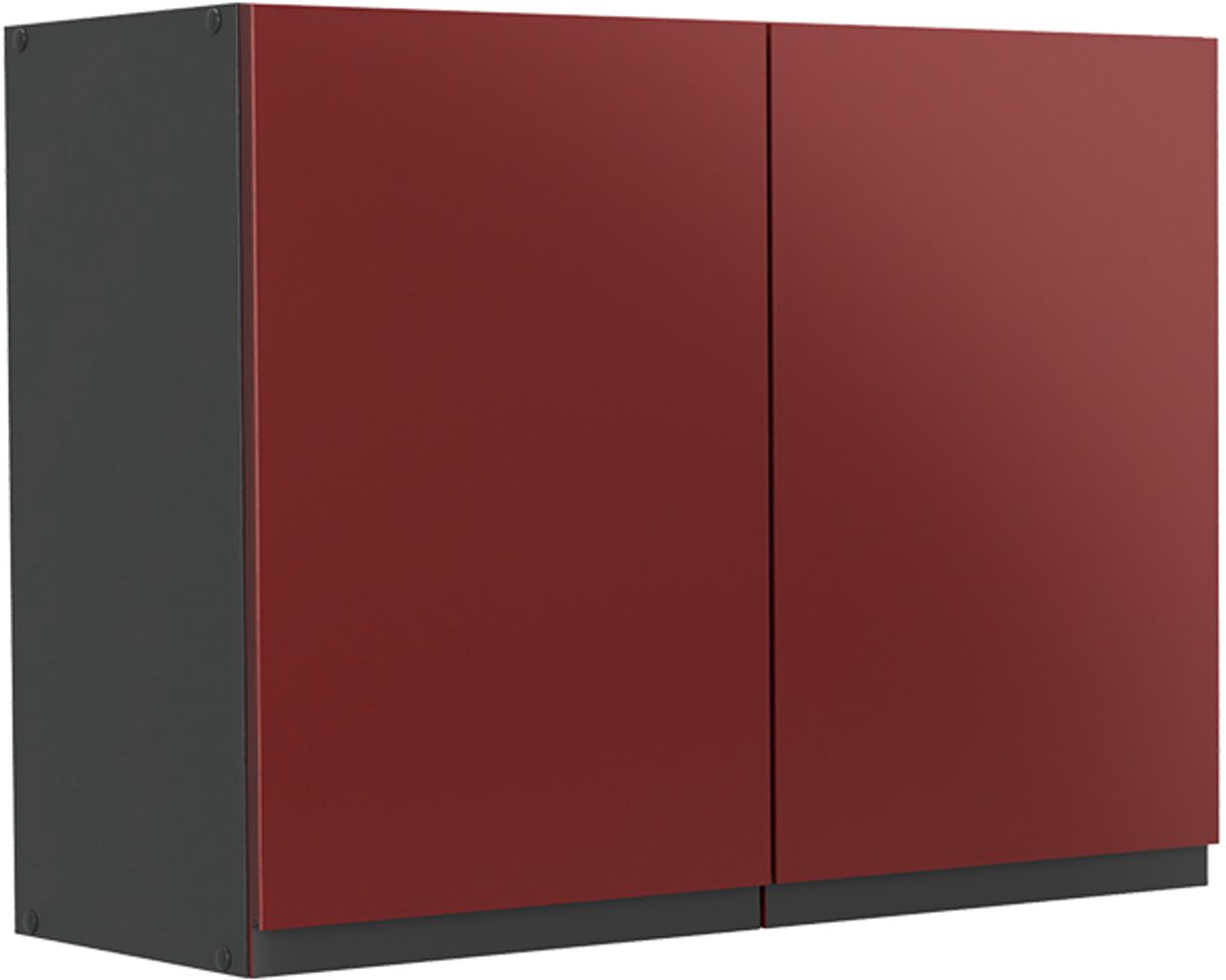 Vicco Glazen keukenkast R-Line, Rood/Antraciet, 80 cm