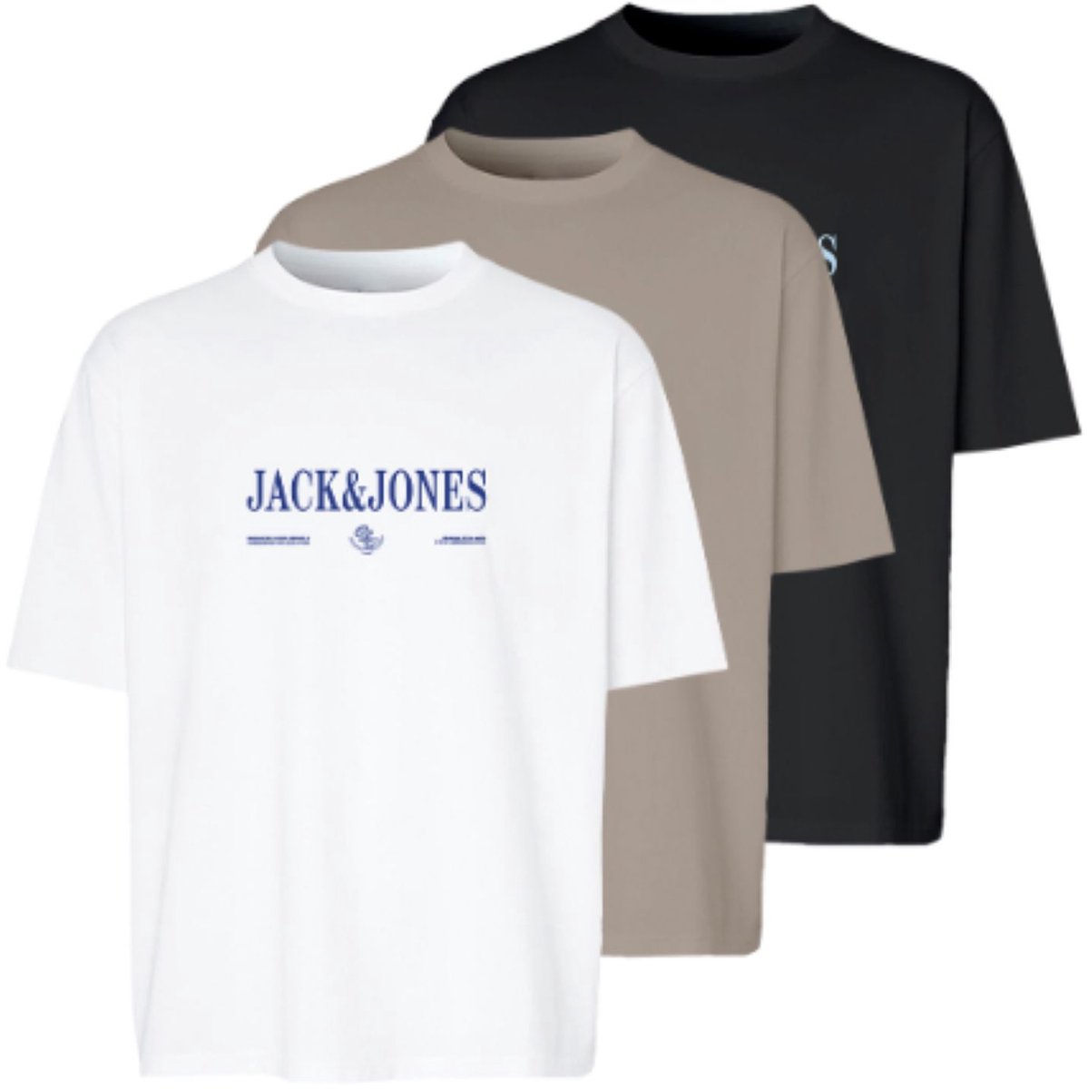 JACK & JONES - JORFREDERIKSBERG BRANDING TEE 3PK MP Heren T-shirt