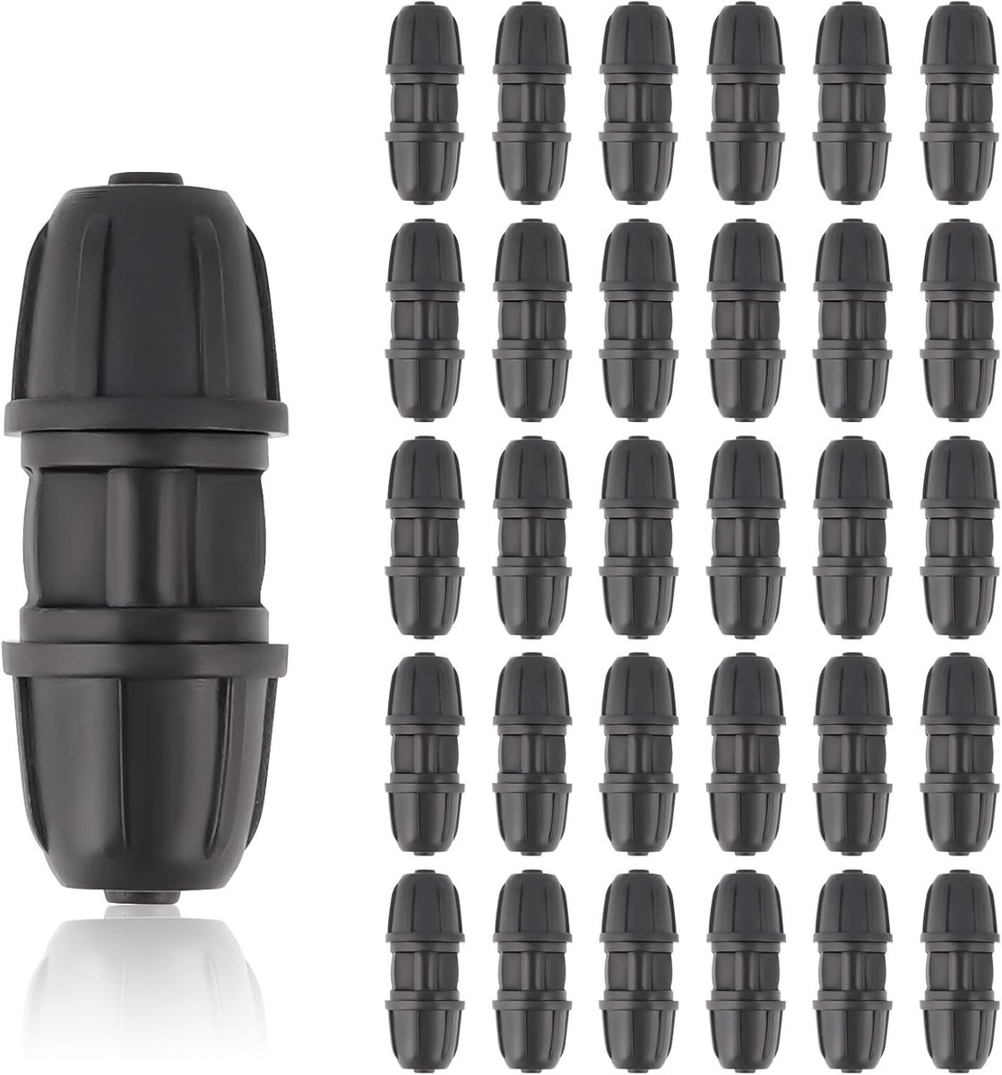 30 Stuks 1/4 Inch Drip Irrigatie Fittingen - Lock Barbed Verbindingsstukken voor 6mm Tuin Irrigatie Slangen, Drip Line Aansluitingen voor Tuinbesproeiing en Besproeiingssystemen