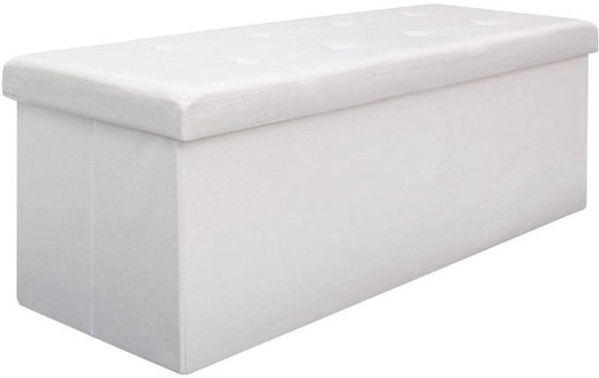 Opvouwbare Zitbank XXL 110x38x38cm - Multi-functionele Linnenlook Kist met Scheidingswanden