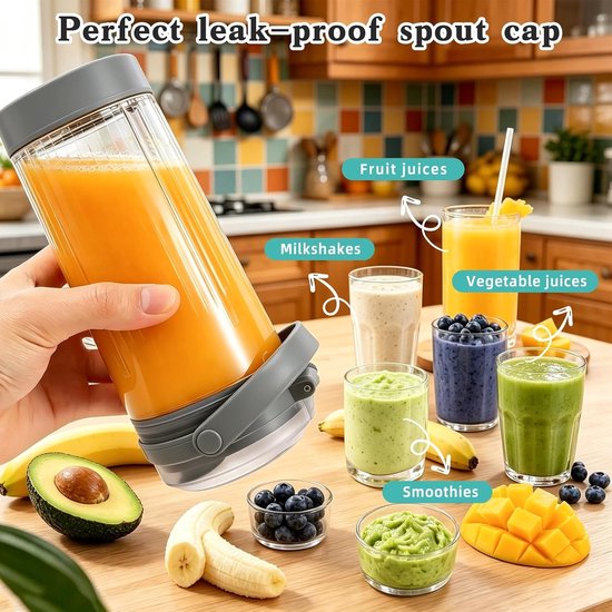 Mixbeker 530 ml met Vervangdeksel en Handvat, Geschikt voor Ninja BC151NV, BC151CR en BC100 Series, Ideaal voor Smoothies en Dranken — afbeelding 4