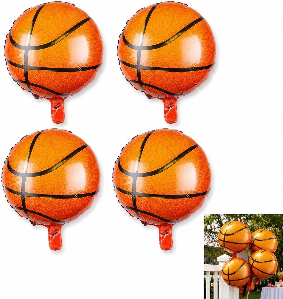 Ballonboog set zelfopblazend - 4 stukken basketbalballonnen - oranje zwart goud - snelle decoratie voor feesten - ShopVlot