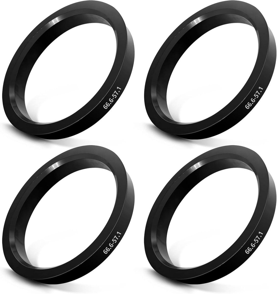 Centrierringen 66.6 mm naar 57.1 mm voor Velgen, Set van 4 Kunststof Ringen voor VW, Mercedes en Audi, Perfecte Pasvorm en Vermindering van Trillingen