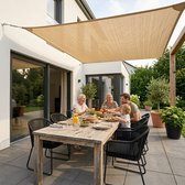 TuinChamp Schaduwdoek polyester beige 4x4m - Waterdicht - Vierkant - Zonnescherm balkon - Zonnescherm doek - Tuin zonnescherm