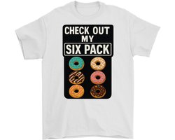 Voedsel Shirt – CHECK OUT MY SIX PACK – Donut Outfit – Unisex T-Shirt voor Dames & Heren – Leuk Cadeau