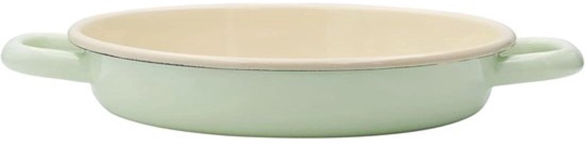 Eier- en serveerpan 22 cm - Enamel pan in Nile Green voor perfecte omeletten