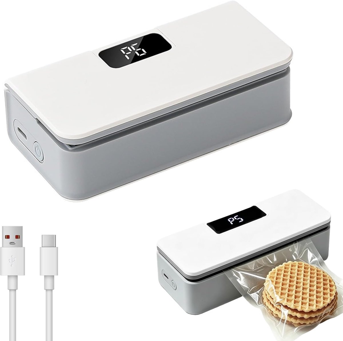 Mini zaksluiter, draagbaar folielasapparaat met magneetvoet en mes, led-display, 6 modi, oplaadbaar, automatisch warmteverzegelingsapparaat voor het bewaren van plastic snacks