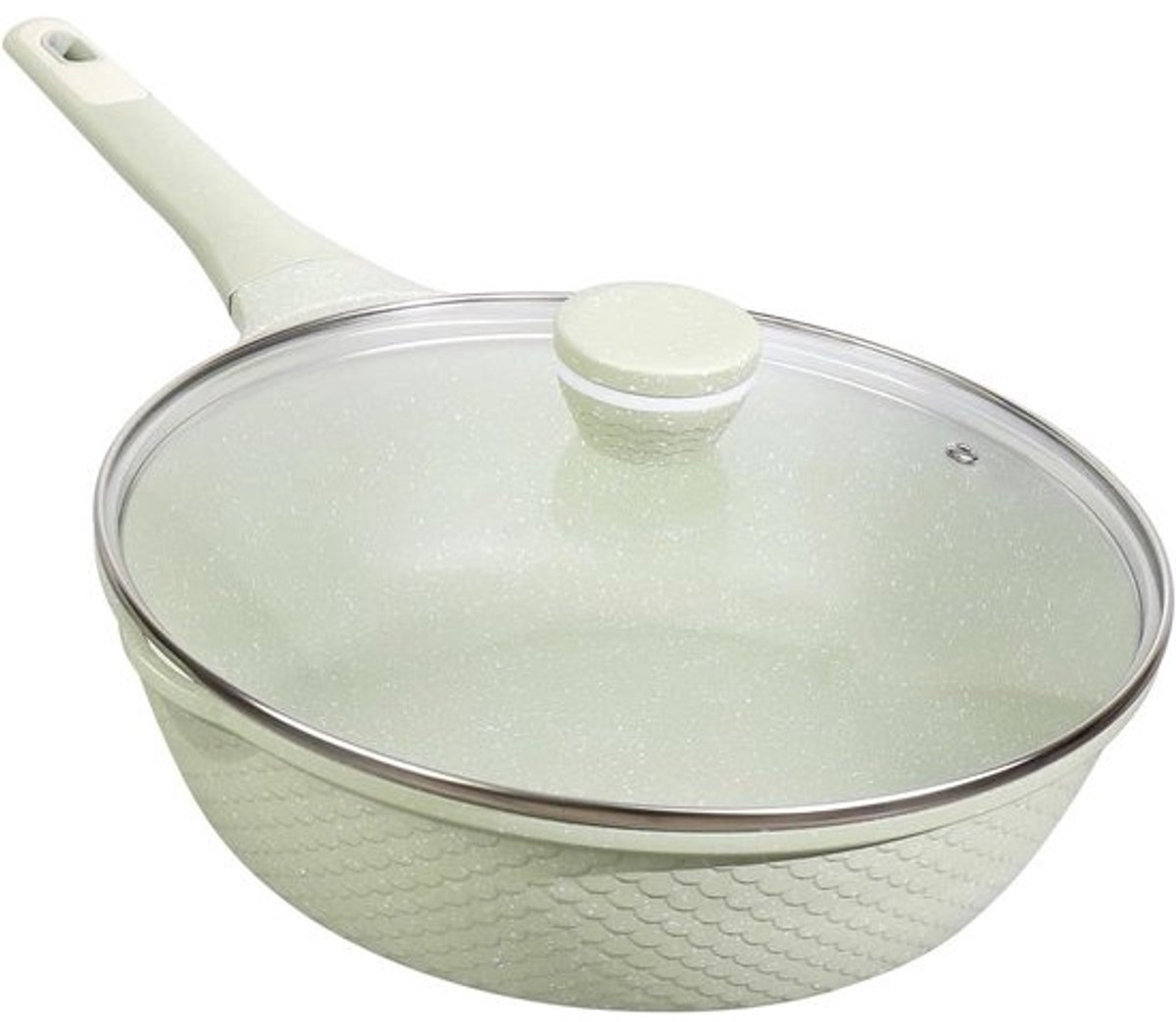 30cm Non-Stick Saute Pan with Lid - 6.0L Deep Casserole, PFOA/PFAS Free Granite Coating, Universal (Incl. Induction) & Dishwasher-Safe, Multifunctional WOK Pan for Healthy Baking