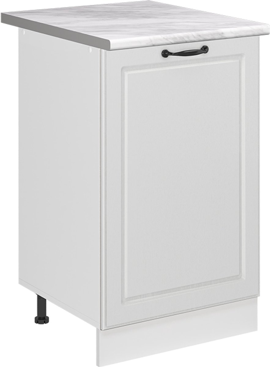 Vicco Keukenonderkast R-Line, Wit landelijk/Wit, 50 cm marmer werkblad