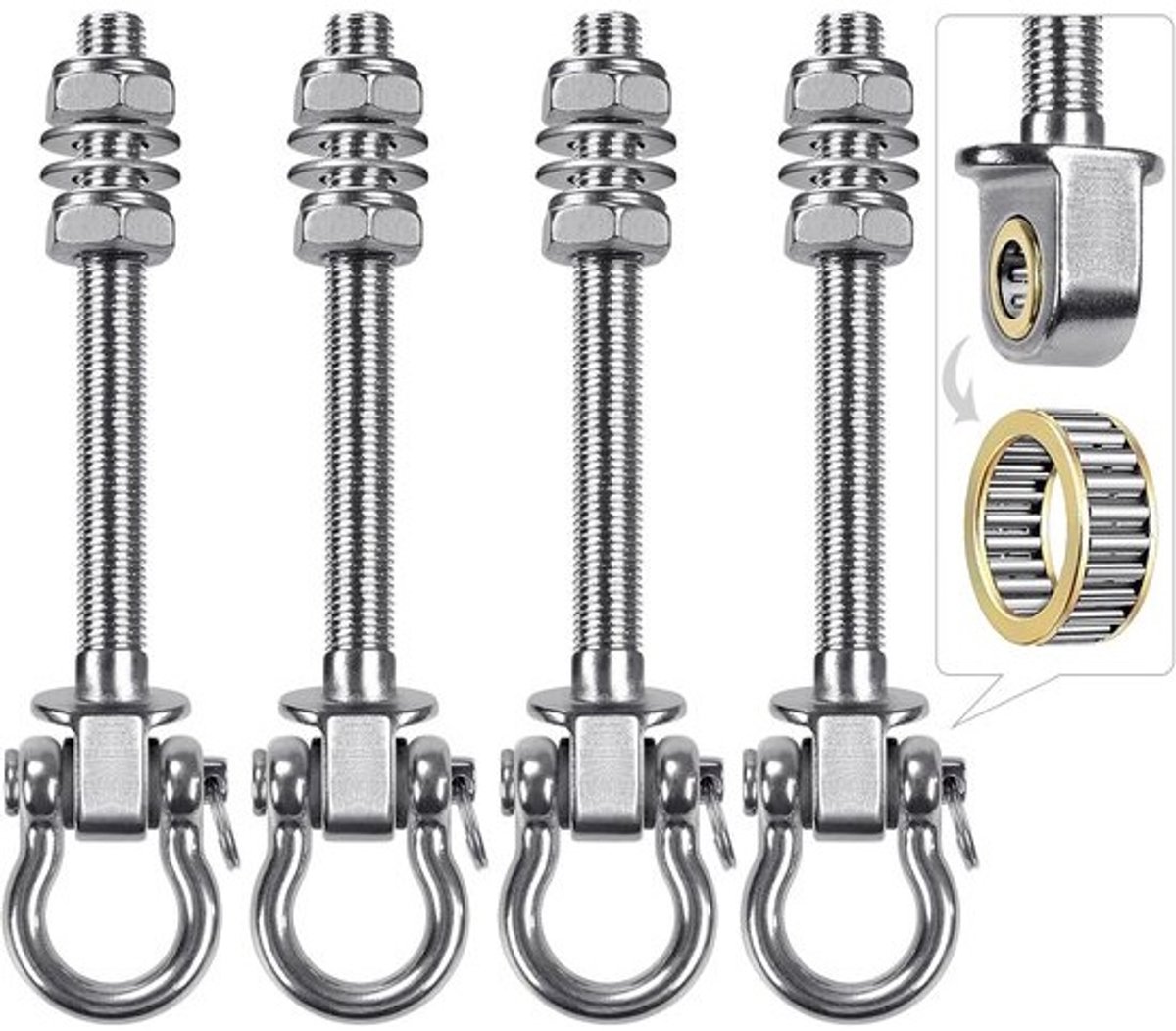 Heavy Duty Swing Hanger 175mm met Lager - 4 Stuks - 1500 lbs Capaciteit voor Hangmat en Yoga Touw