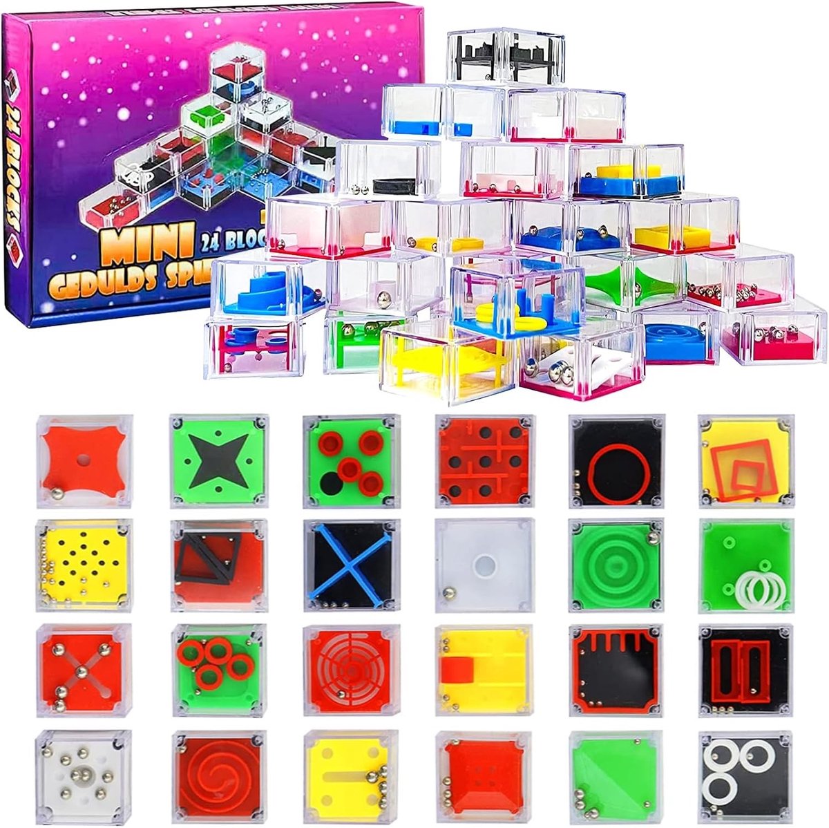 Mini Patience Games Set met 24 Stukken - Denkspel voor Kinderen en Volwassenen, Bevorder Stressvermindering en Concentratie, Perfect voor Puzzelliefhebbers