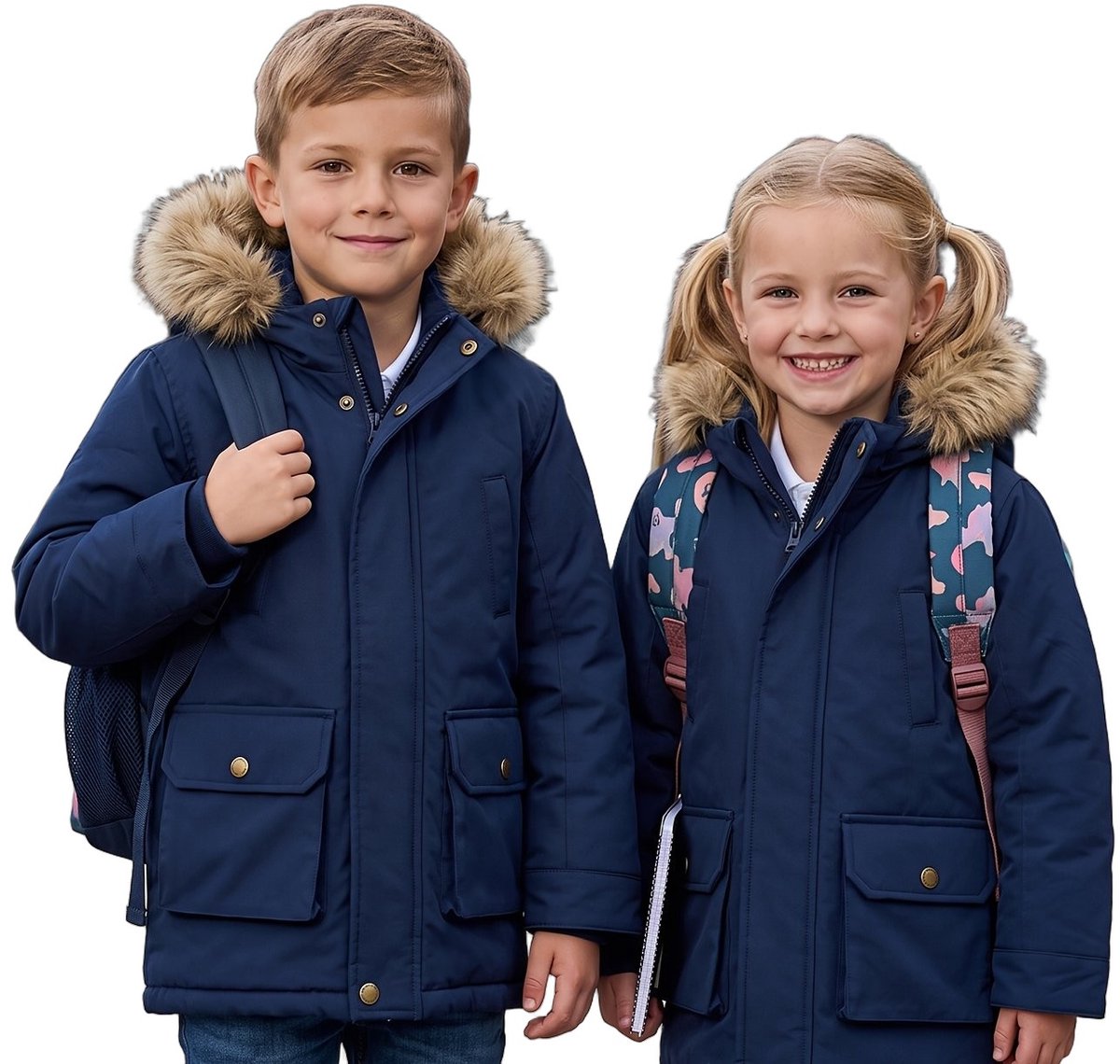 Currero Winterjas Parka Jongens Lange Jas Wintermantel Overjas Gewatteerd Waterdicht Winter Stijlvol Mantel Kinderen 13-14 Jaar Blauw