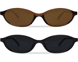 Ovale retro zonnebril voor dames, chique Cat-Eye stijl, jaren 90-look, trendy UV-bescherming, lichte smalle glazen, modeaccessoire voor de zomer