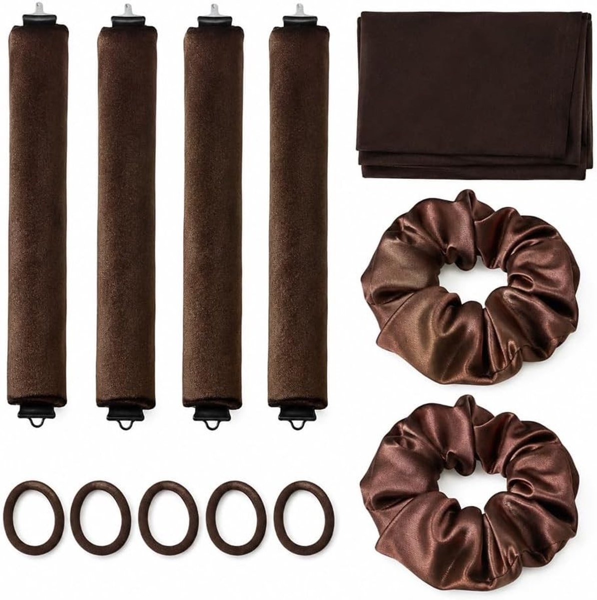 Heatless curls - Bruin - 25 cm - Zachte Fluwelen Krulband Zonder Hitte - Voor Alle Haartypes
