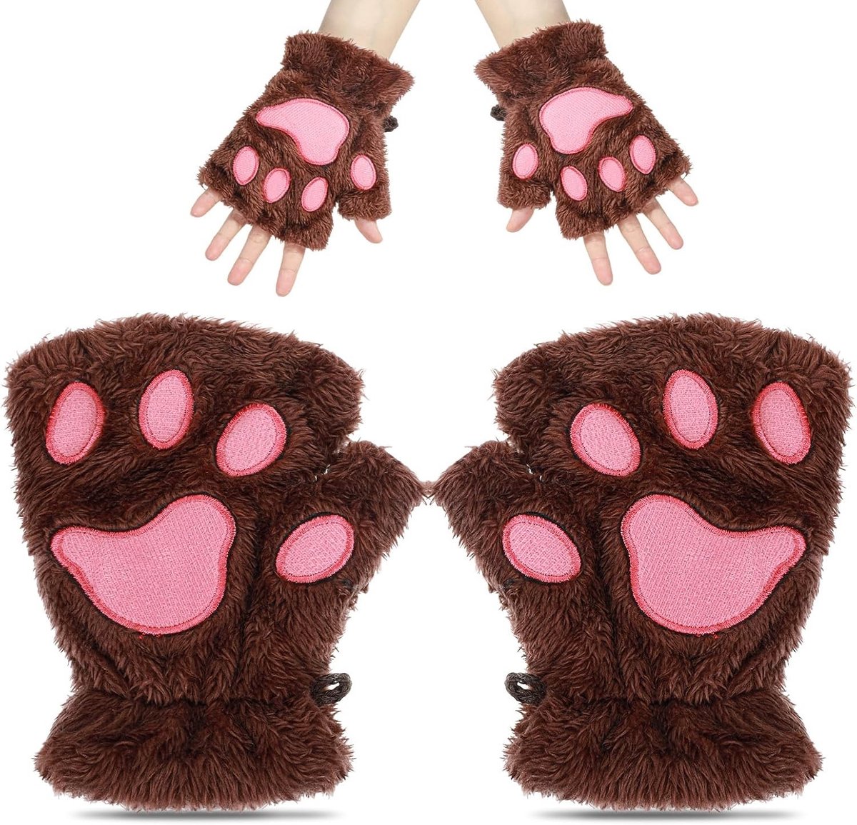 Vingerloze Handschoenen met Berenpoot Motief voor Cosplay en Feestelijke Kostuums