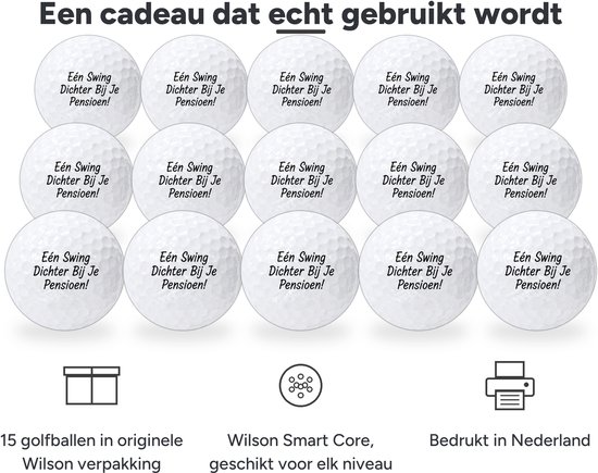 Golfballen Pensioen - Afscheid Golf Cadeau - 15 stuks - Wilson - Golfbal met Opdruk van Wilson — afbeelding 2
