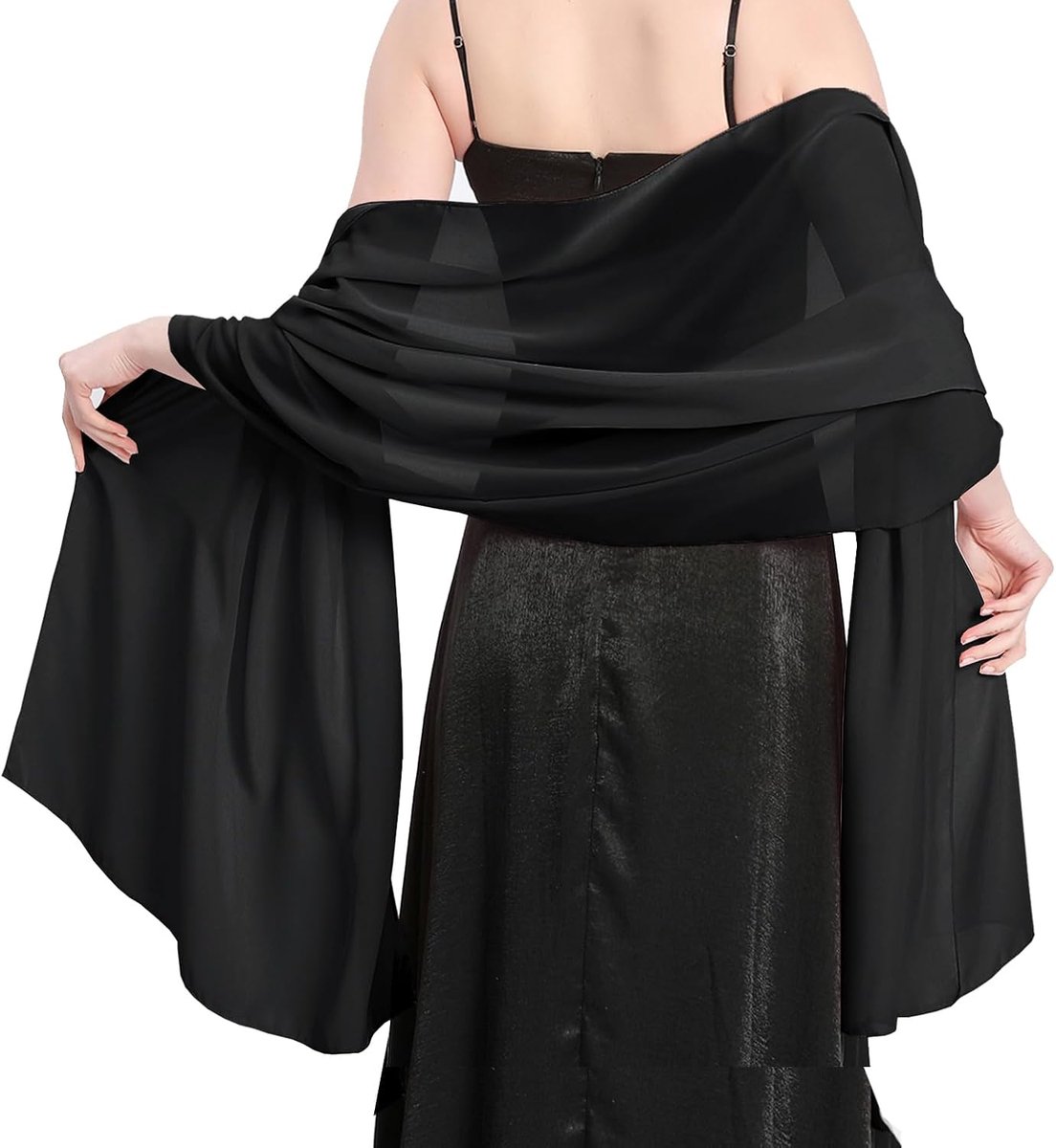 Halsdoek voor dames, chiffon, zomersjaal, feestelijke stola voor avondjurk of bruidsjurk, bruiloftssjaal