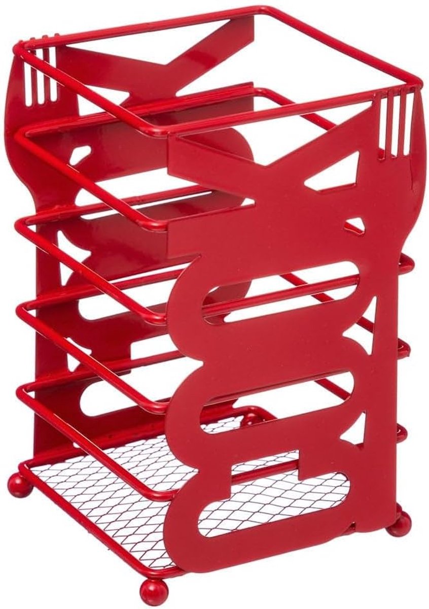 - Bestekbak - COOK Design - Keukengerei houder - Bestekhouder vierkant - Bestekpot - Keuken bestek Organizer - Rood