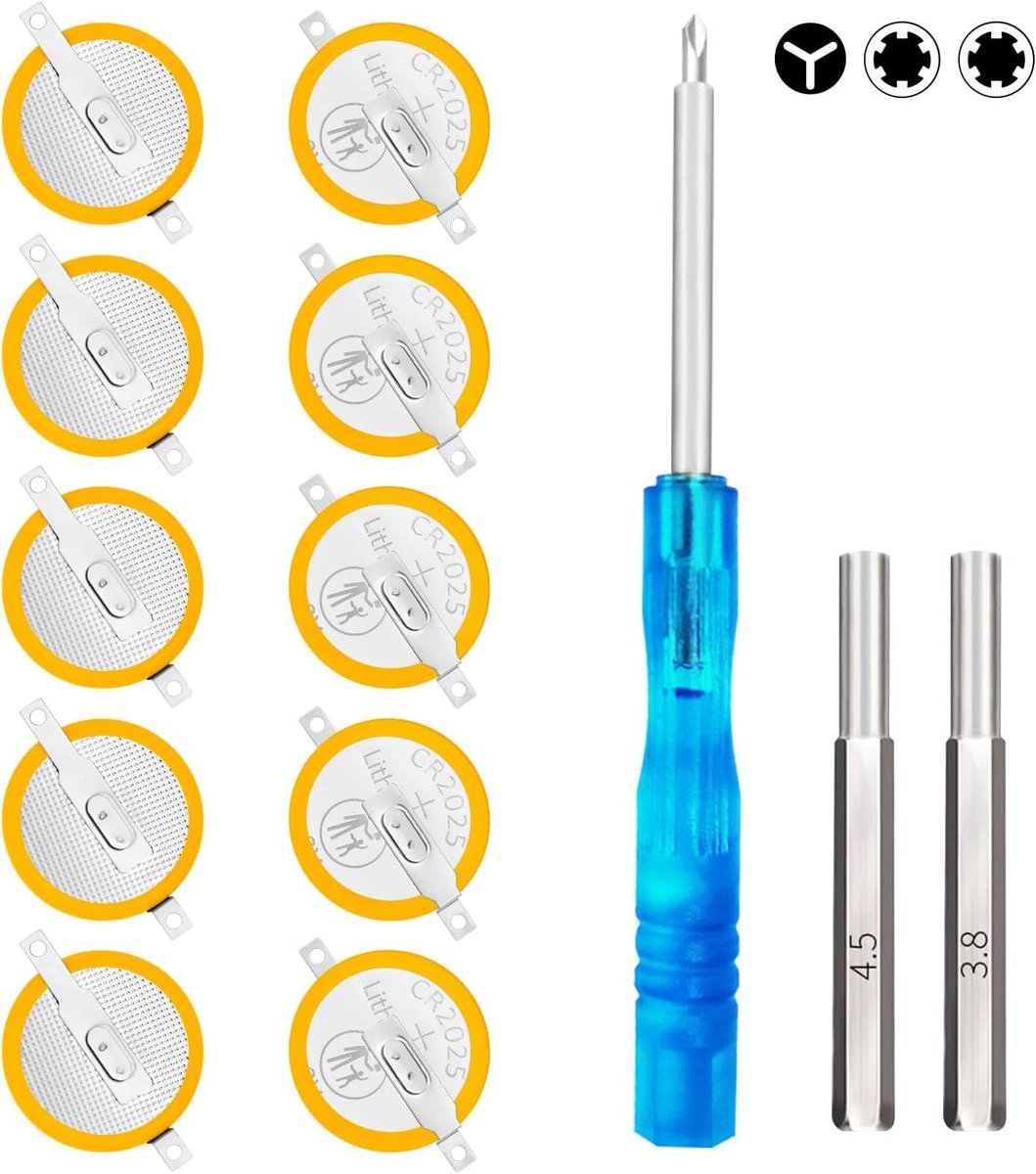 Batterij met tabbladen compatibel met GBC blauw, rood, goud, zilver, Crystal Save Battery 10 stuks met 3,8 mm, 4,5 mm veiligheidspunten en schroevendraaierset