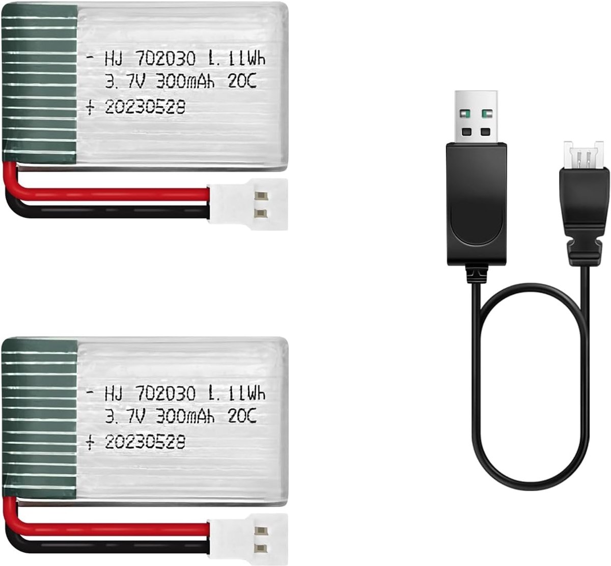 Lipo Batterij 3.7V 300 mAh, Oplaadbare Lithium Polymeer Batterij voor RC Modellen & Speelgoed (XH 2.54 Aansluiting)