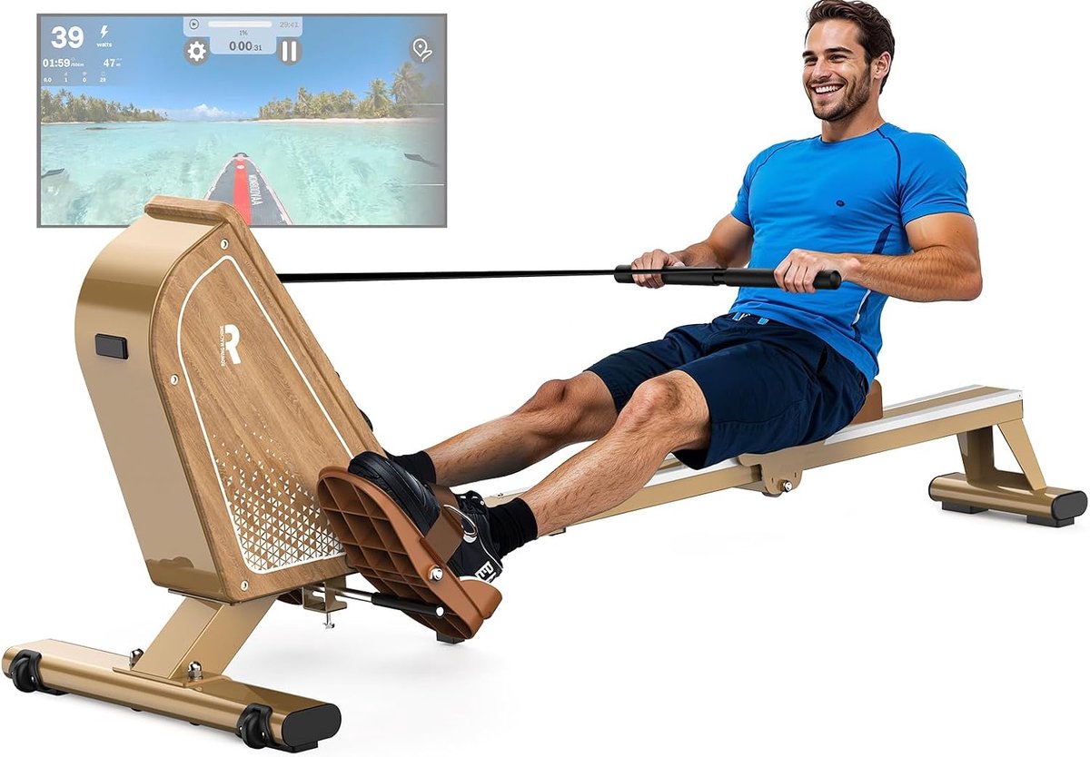 Roeitrainer Magnetisch met Bluetooth Monitor – 16 Weerstandsniveaus – Inklapbaar – 160 kg Belastbaarheid