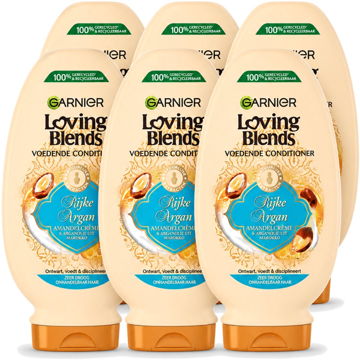6 x Garnier - Loving Blends - Conditioner - Rijke Argan - Zeer Droog Onhandelbaar Haar - 250 ml - Voordeelverpakking - 6 stuks