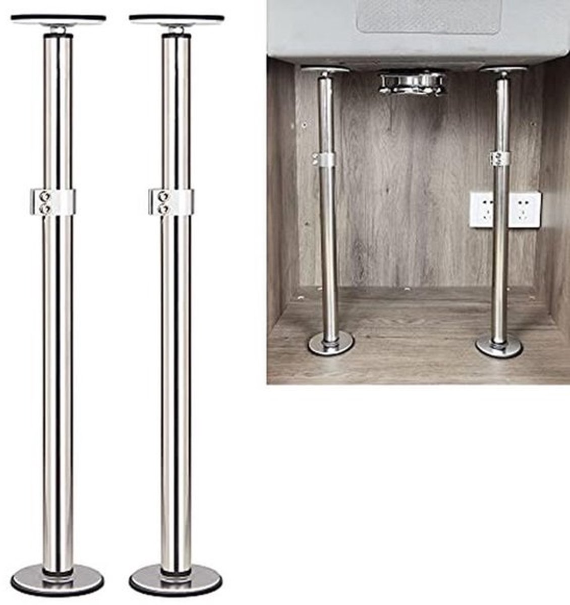 Verstelbare Onderbouw Wastafel Beugels - RVS Steun voor Keuken Wastafels (16'-29.5')