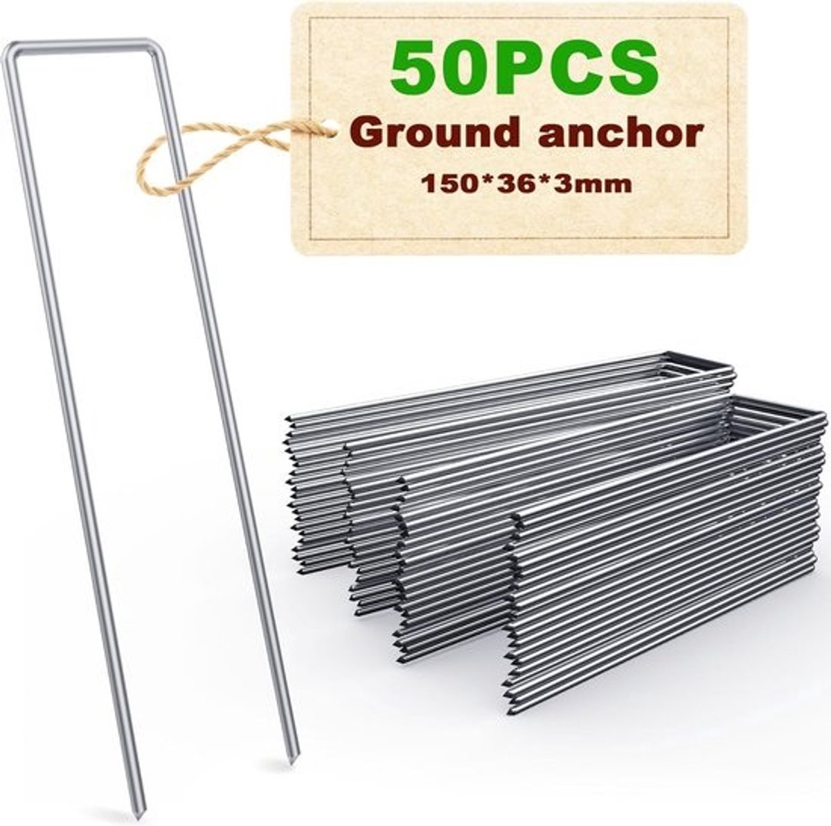 50 Stuks Stevige Grondharingen 150x36mm - Camping, Onkruidvlies & Omheining Bevestigen
