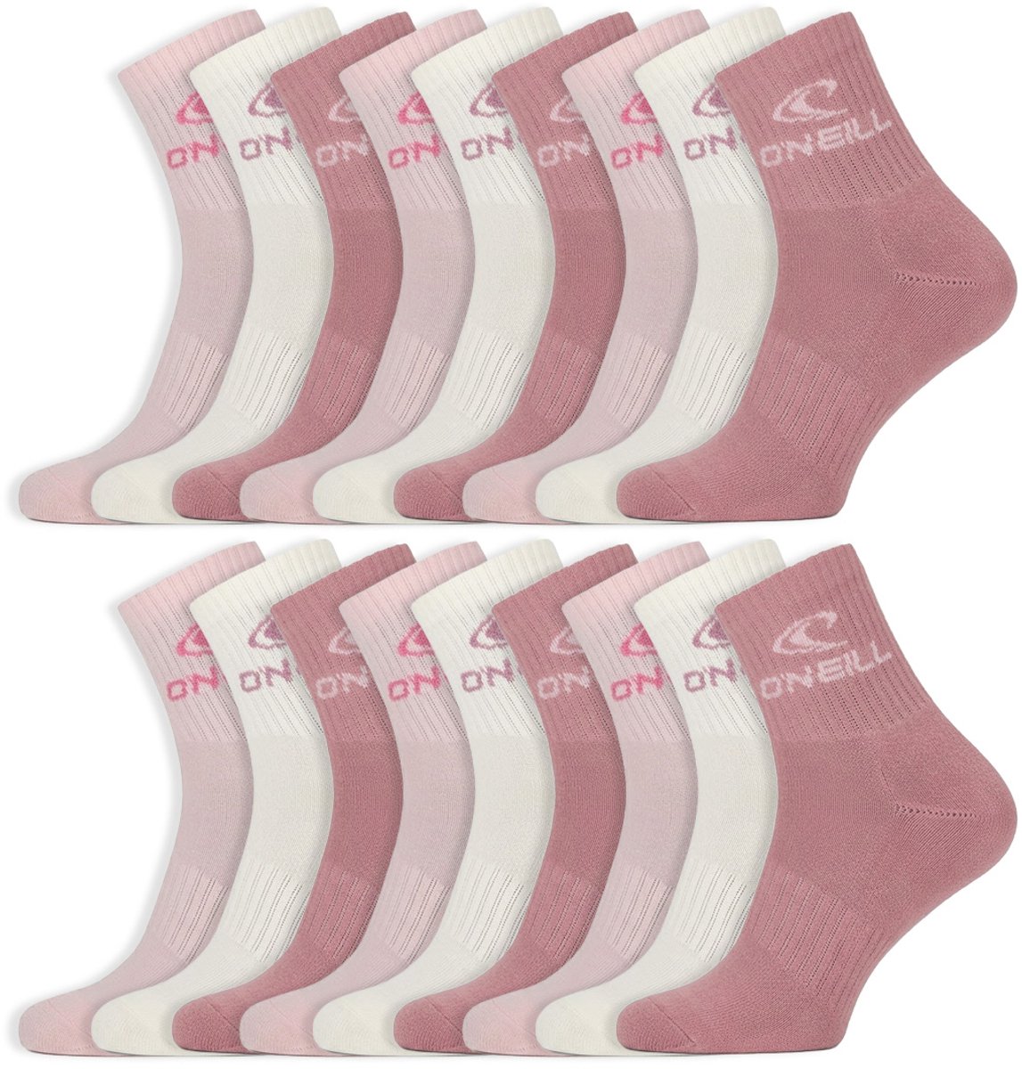 O’Neill 18 Paar – O’Neill Sportsokken – Short Socks Dames & Heren – Katoen – Marshmallow Roze