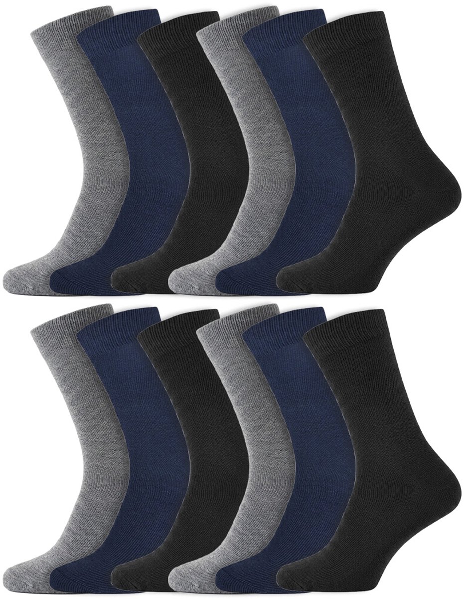 12 Paar - Gianvaglia - Katoenen Sokken - Dames & Heren - Blauw Mix