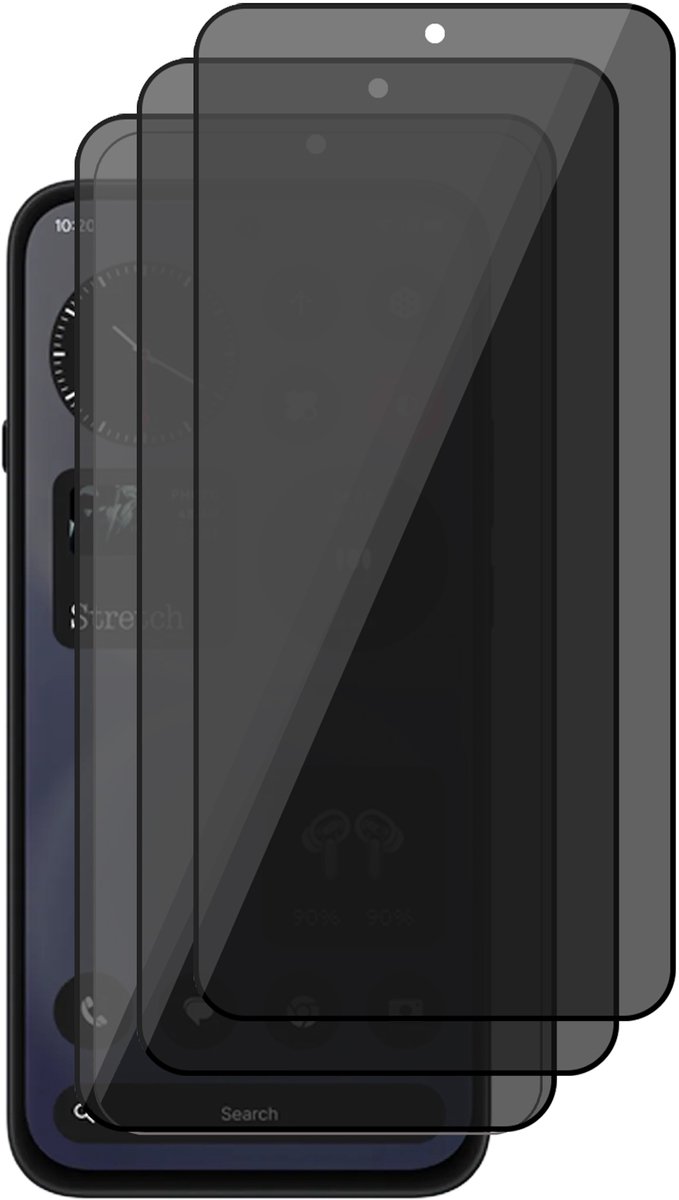 Privacy Screenprotector geschikt voor Nothing Phone 4b – 3 Stuks – Full Cover Gehard Glas – Anti Inkijk – Privacy Filter