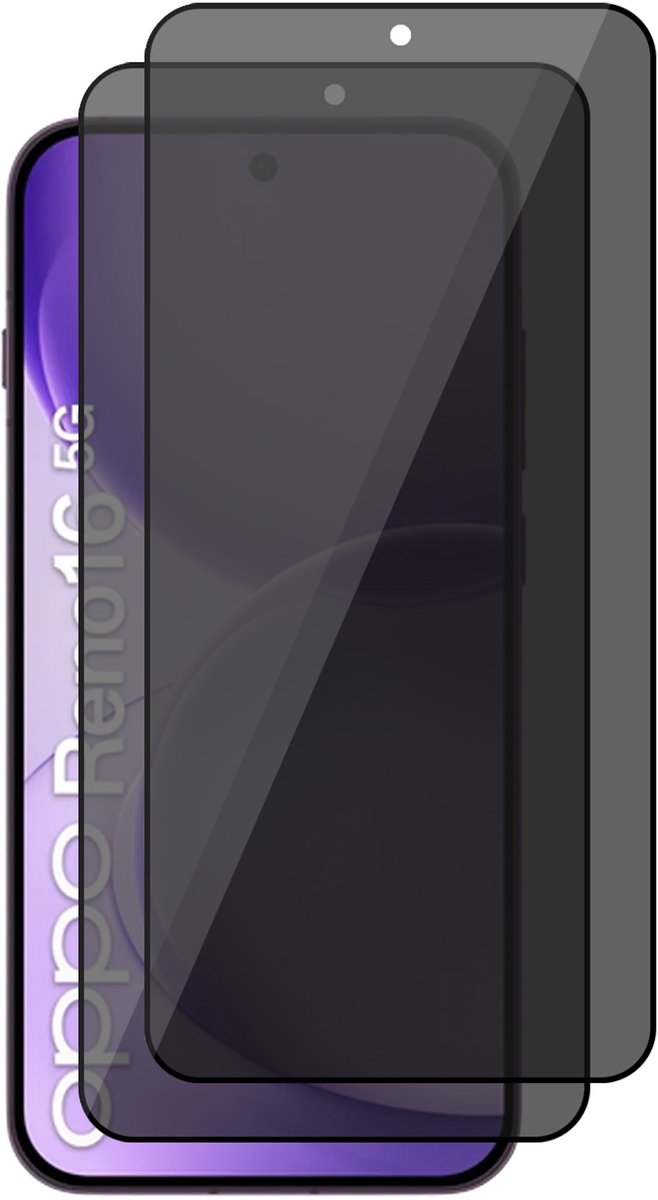 Privacy Screenprotector geschikt voor Oppo Reno 16 / 16 Pro 5G – 2 Stuks – Full Cover Gehard Glas – Anti Inkijk – Privacy Filter