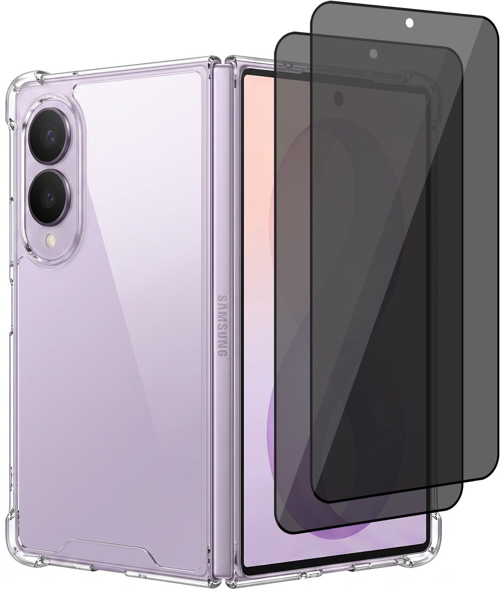 Hoesje geschikt voor Samsung Galaxy Z Fold 8 – CrystalClear Back Cover – Schokbestendig – 2 Stuks Privacy Screenprotector Full Cover