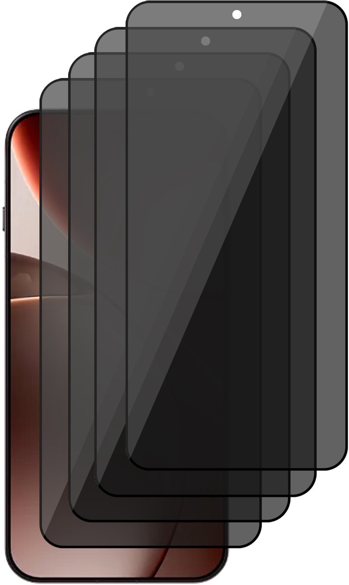 Privacy Screenprotector geschikt voor Oppo Find X9 / X9s – 4 Stuks – Full Cover Gehard Glas – Anti Inkijk – Privacy Filter