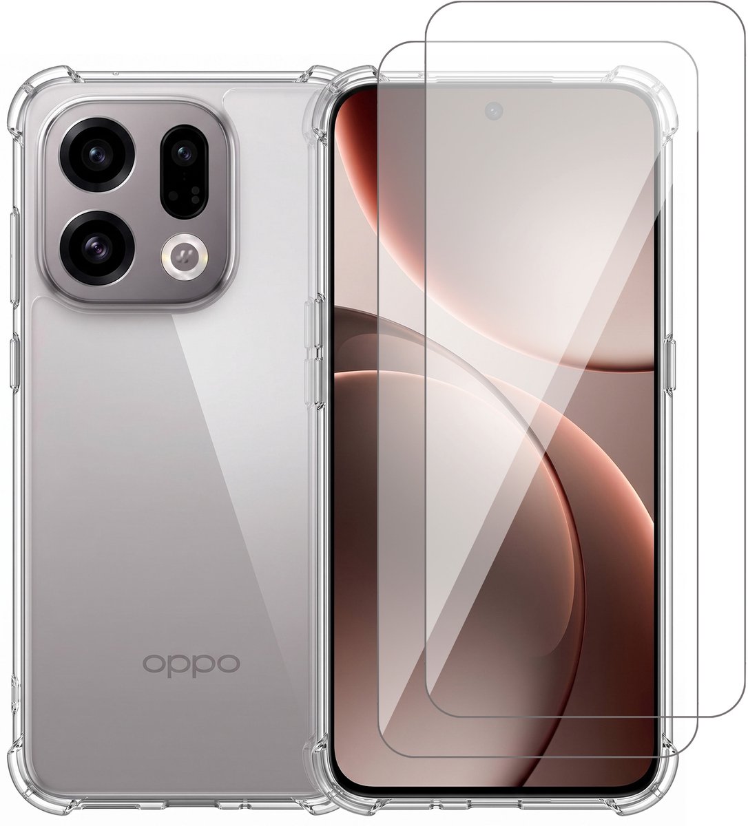 Hoesje geschikt voor Oppo Find X9 / X9s – CrystalClear Back Cover – Schokbestendig – 2 Stuks Screenprotector Glas