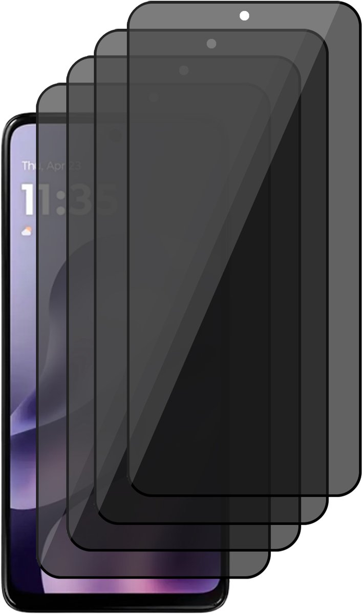 Privacy Screenprotector geschikt voor Motorola Moto G17 (Power) / G15 (Power) – 4 Stuks – Full Cover Gehard Glas – Anti Inkijk – Privacy Filter