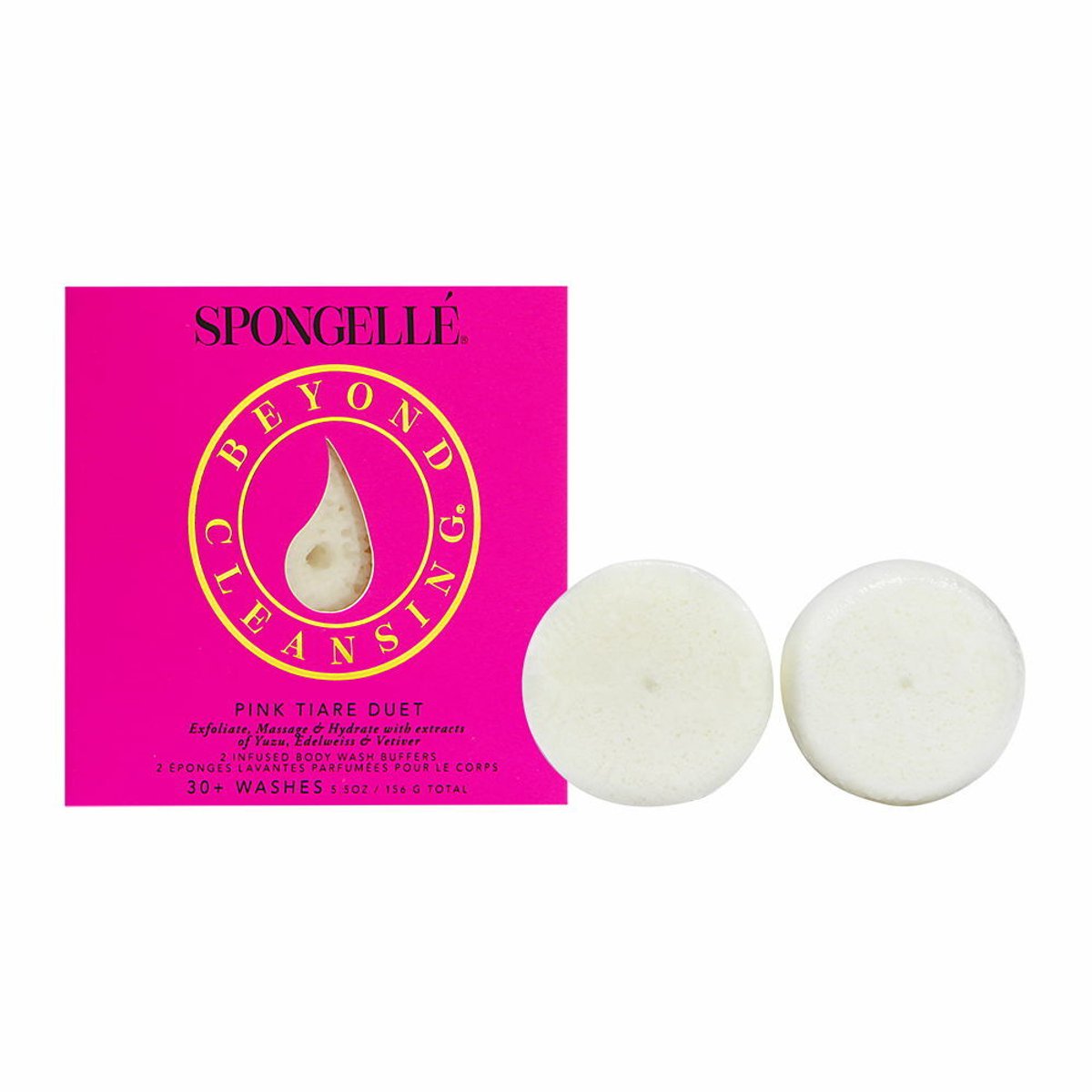 Spongelle Pink Tiare Duet (Set Of 2) Shower Bath Body Buffer ...