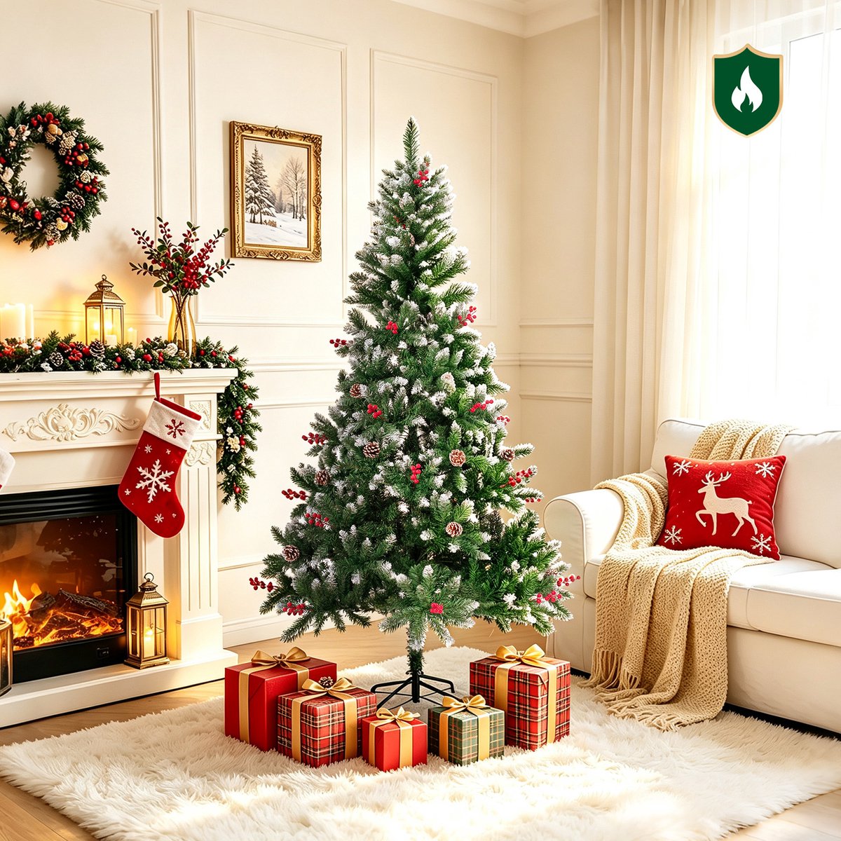 HOMAVO 210cm Kunstkerstboom – Kerstboom 210cm, geschikt voor thuis, tuin, winkelcentra, hotels, feesten en andere kerstgelegenheden.