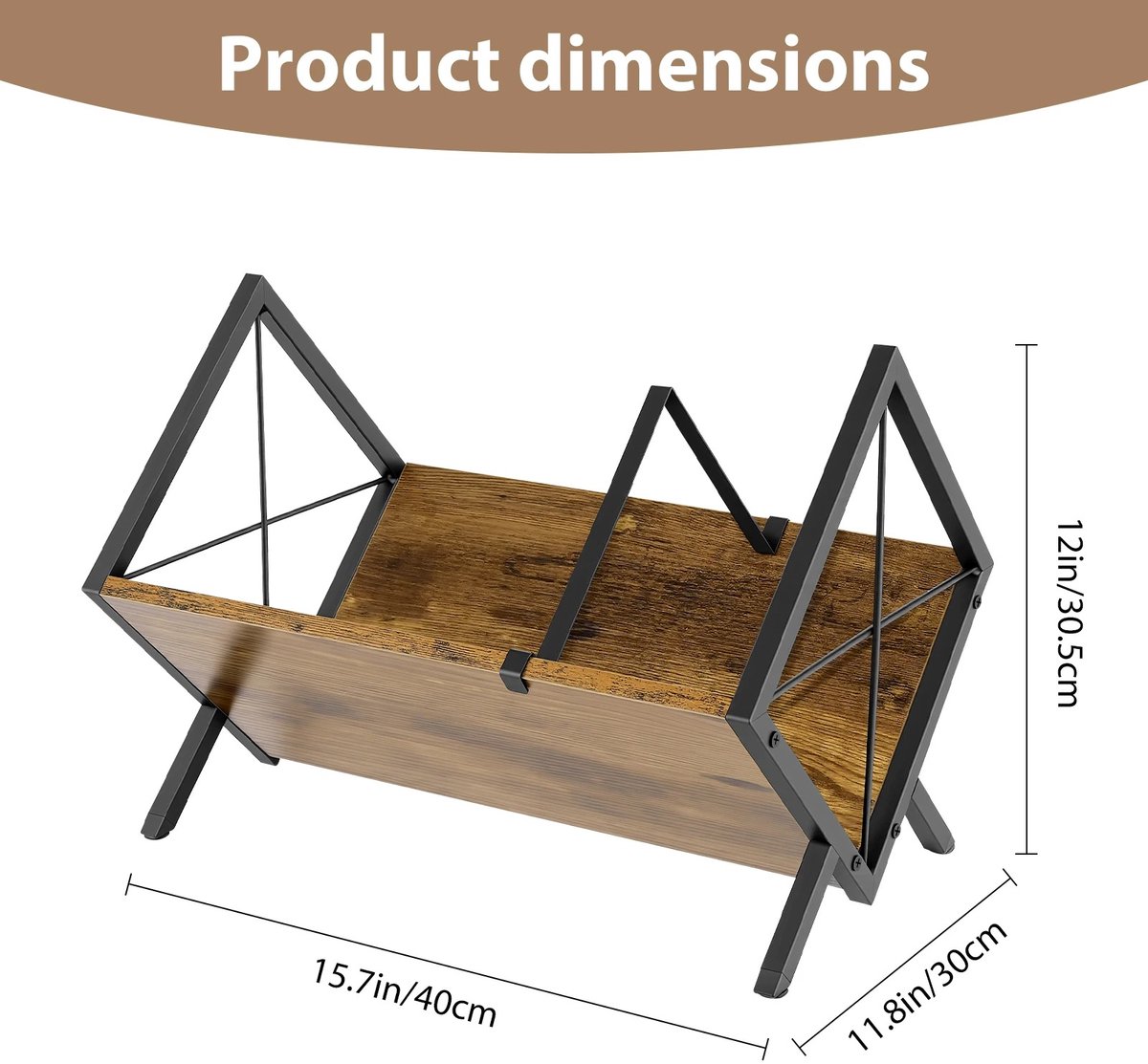 ArtiZo LP opbergsysteem - Vinyl platenrek - platenhouder - standaard - voor 80 LP's - metaal + hout - 40x30x30.5 cm
