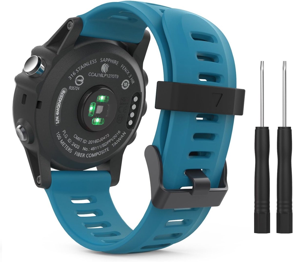 Zachte siliconen horlogeband voor Garmin Fenix 3/3 HR, Fenix 5X/5X Plus en Tactix Charlie, blauw, vervangende strap voor sporthorloge en outdoor activiteiten