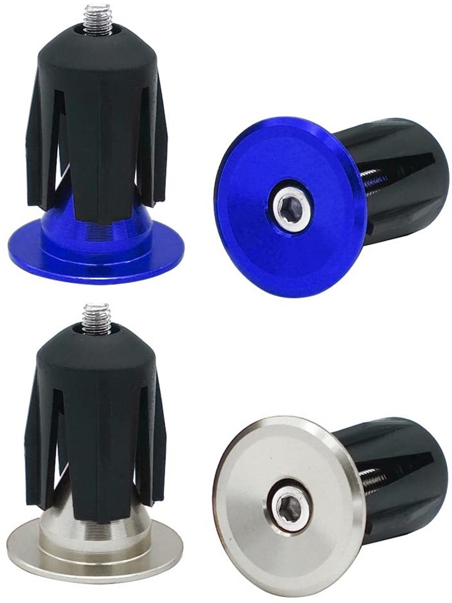 Handlebar caps voor fietsen, mountainbikes en BMX - 2 paar zilveren doppen voor optimale grip en stijl