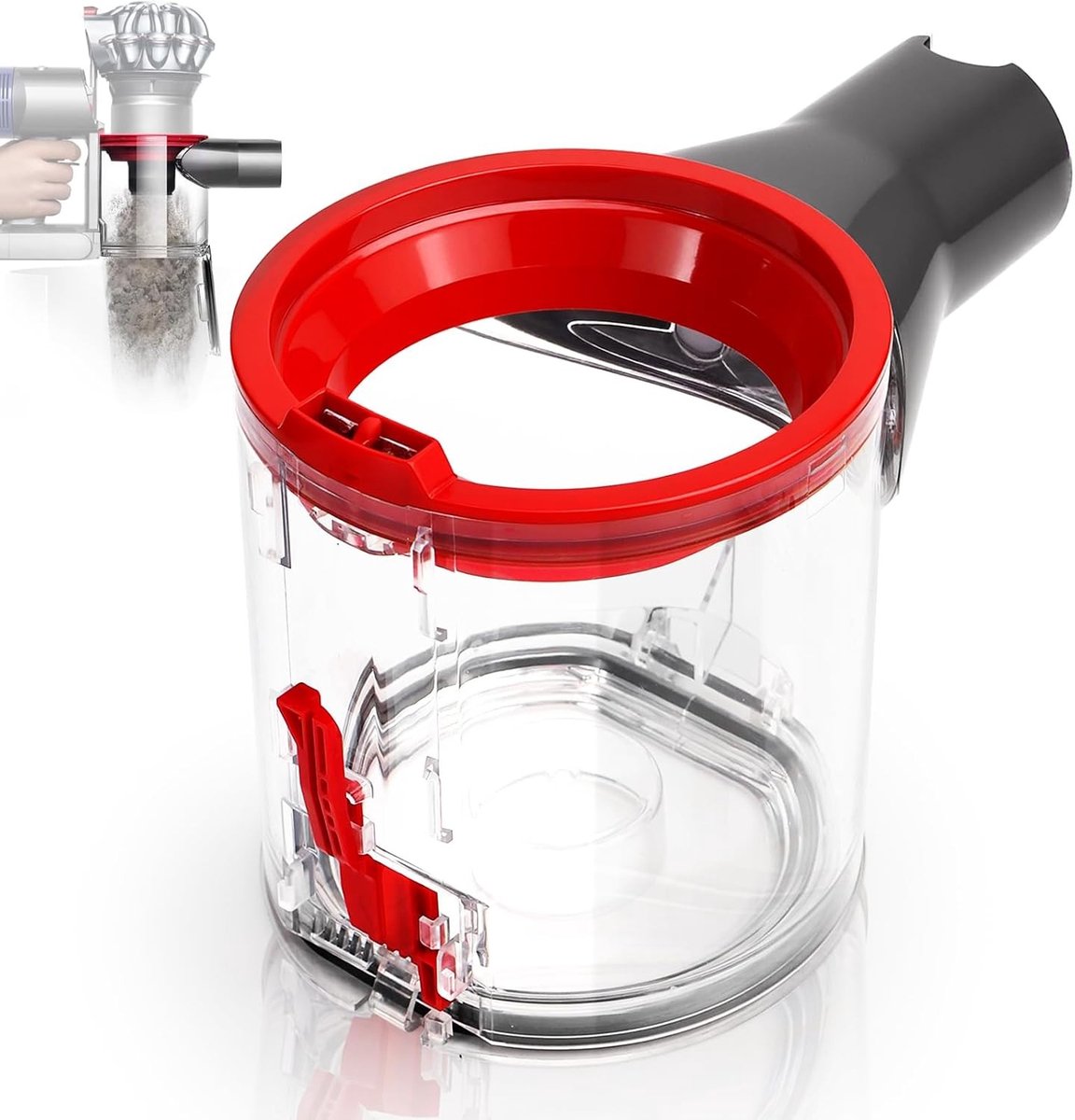 Transparante Stofopvangpot voor Dyson V7 en V8, Stofcontainer Accessoires, Vervangende Onderdelen voor Stofzuiger, Hoogwaardige ABS Kunststof, 20.5 x 14.6 x 12.5 cm