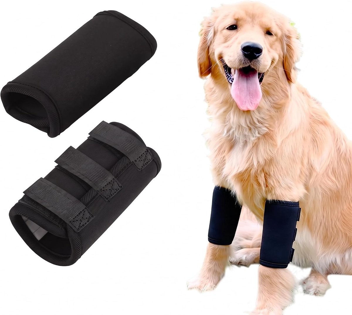 Voorste Pootbeschermers voor Honden - Kniebescherming en Verband voor Chirurgische Letsels, Maat M, Zwart