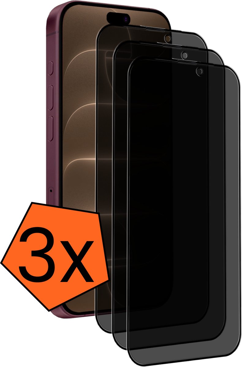 Screenprotector - 3 Stuks - Geschikt voor Apple iPhone 18 Pro Max - Privacy Filter - Gehard Glas - Beschermglas - Tempered Glass - Screen Protector