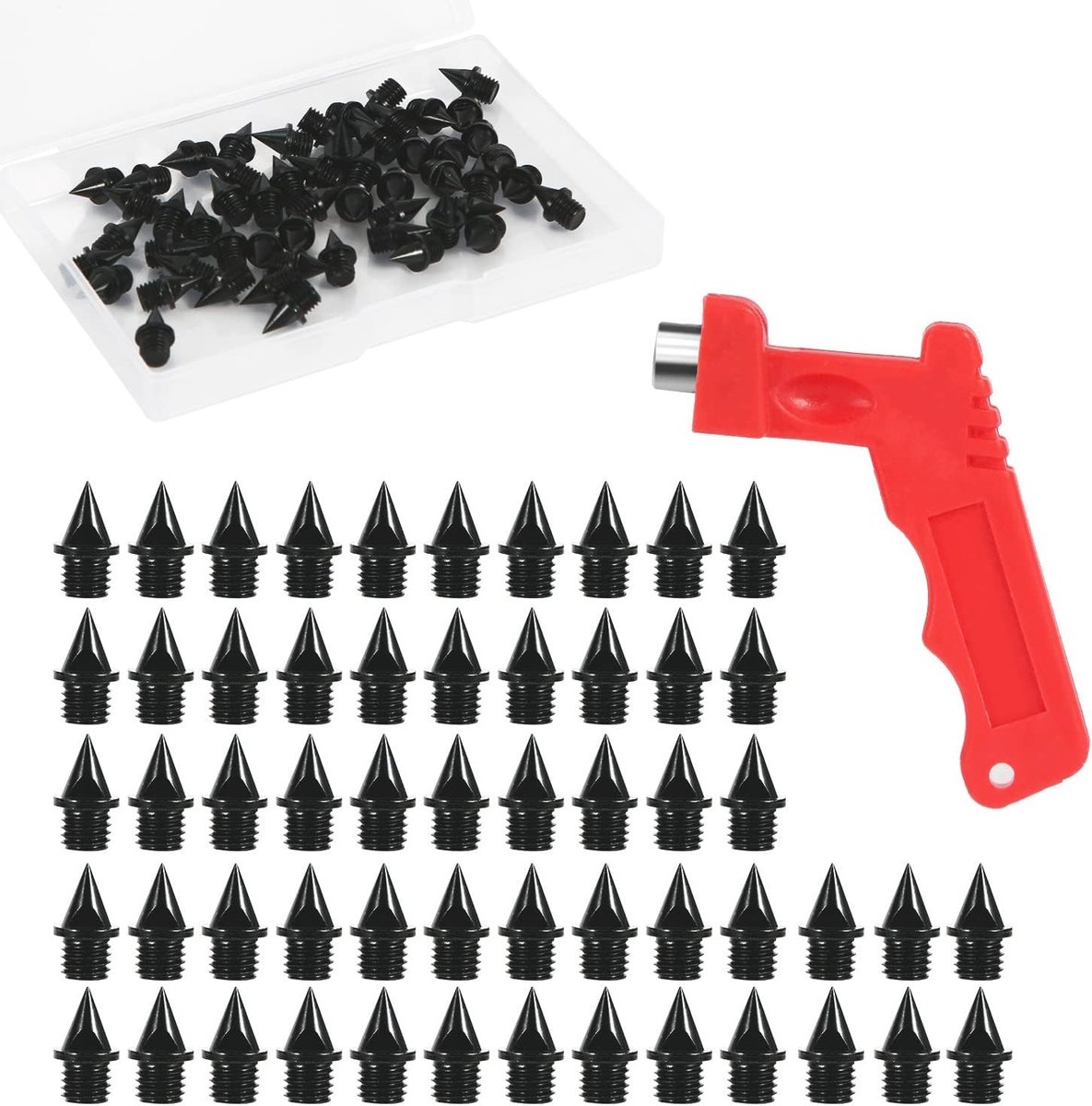 56-delige Track Schoenspikes van Koolstofstaal, 6.35mm Lichter Gewicht, Ideaal voor Hardlopen, Sprinten en Hoogspringen met Inclusief Spike Wrench Tool